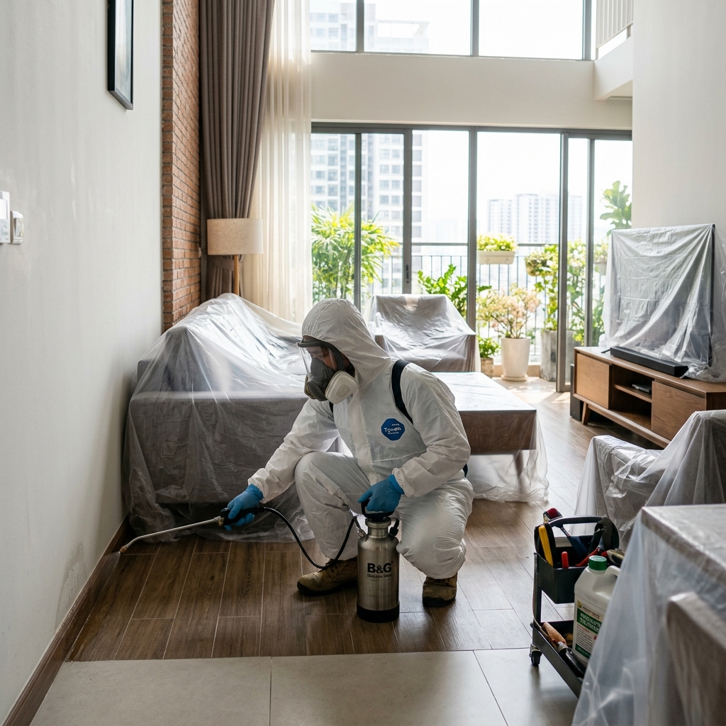 Phun muỗi trong nhà có che phủ đồ đạc cẩn thận